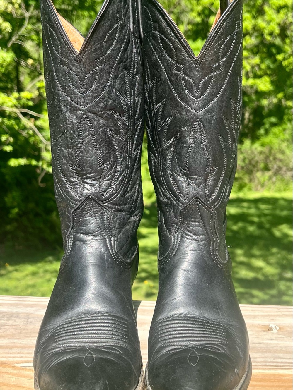 Nocona Black Leather Western Cowboy Boots